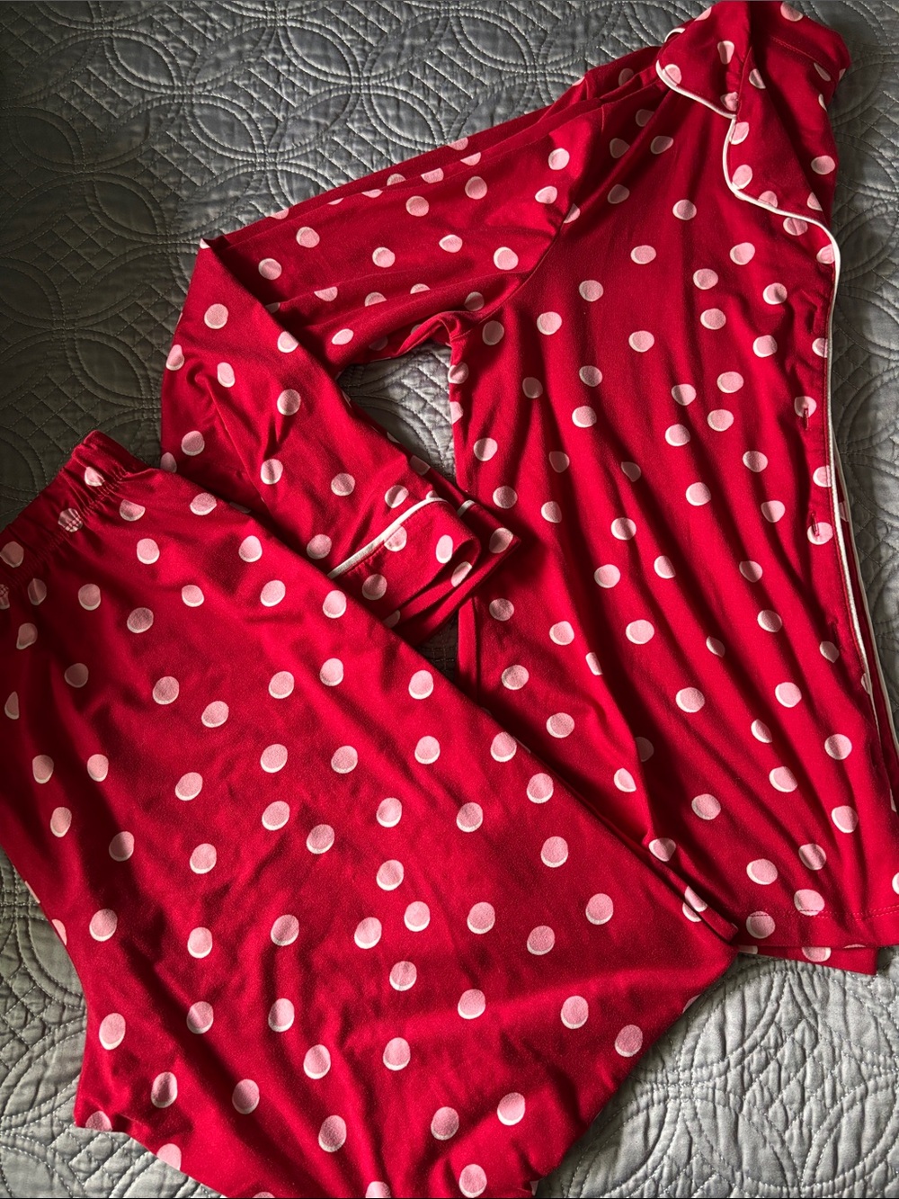 kate spade Red and White Polka Dot Pajama Set